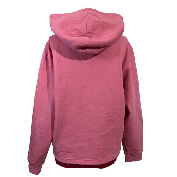 Adidas Women Hoodie with Front Pocket and cinch waist Coral/Pink color. Size L - Picture 2 of 7